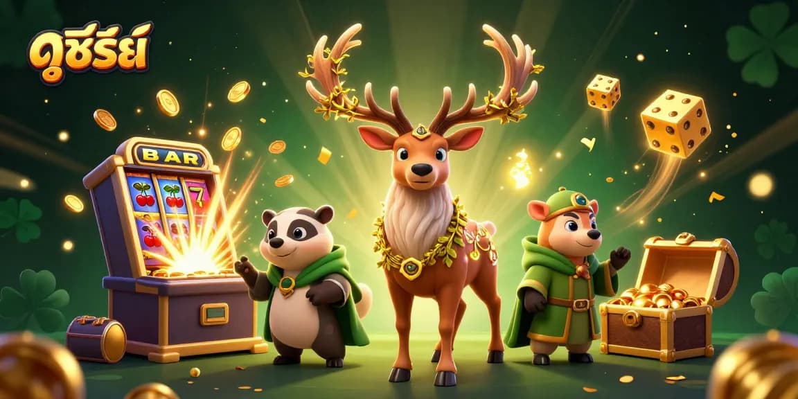 Win exciting ดูซีรี่ย์ experiences with our vibrant casino illustration featuring lively characters and dynamic game elements.