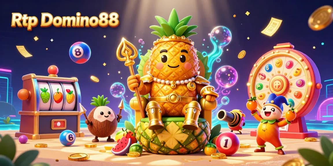 Experience Rtp Domino88 action in this vibrant 3D illustration filled with casino fun and excitement.