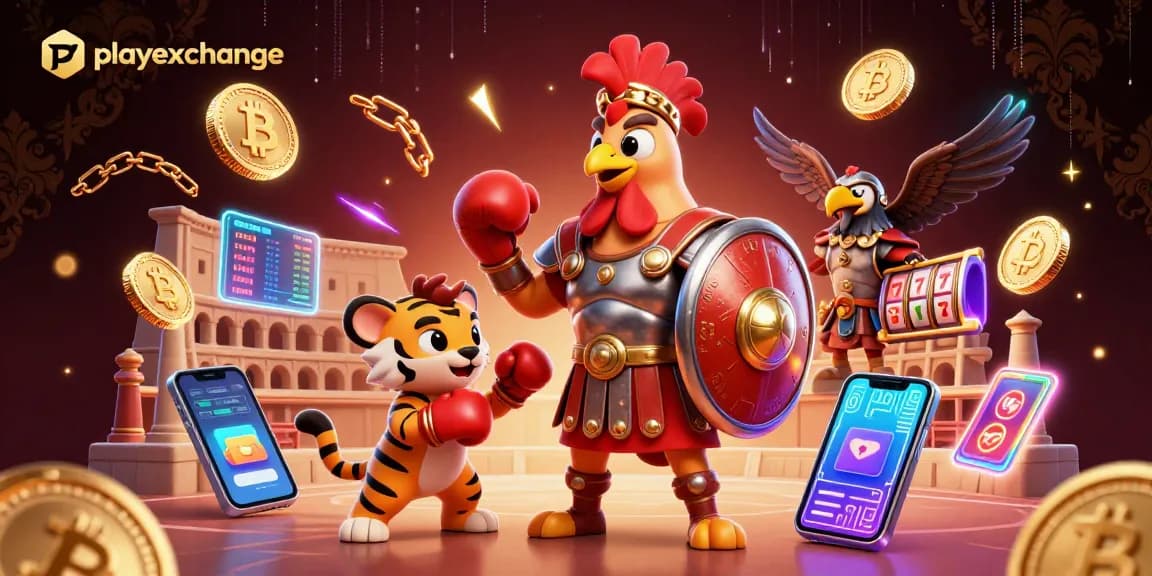 Engage with playexchange to win big in a vibrant gaming scene featuring characters and crypto elements