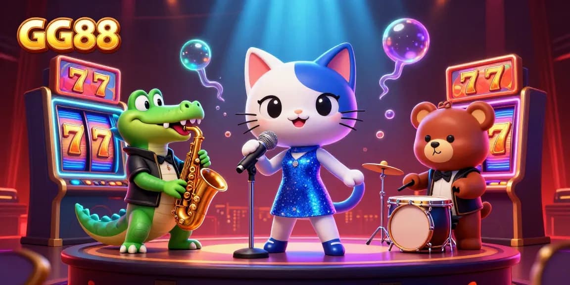 Experience thrills at GG88 with a lively jazz performance and exciting slot games in a vibrant casino.