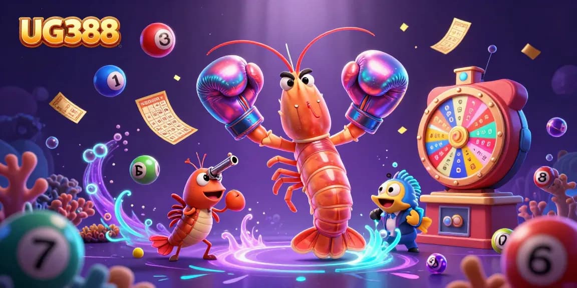 Engage with thrilling lottery excitement at UG388 while enjoying vibrant colorful game elements in action.