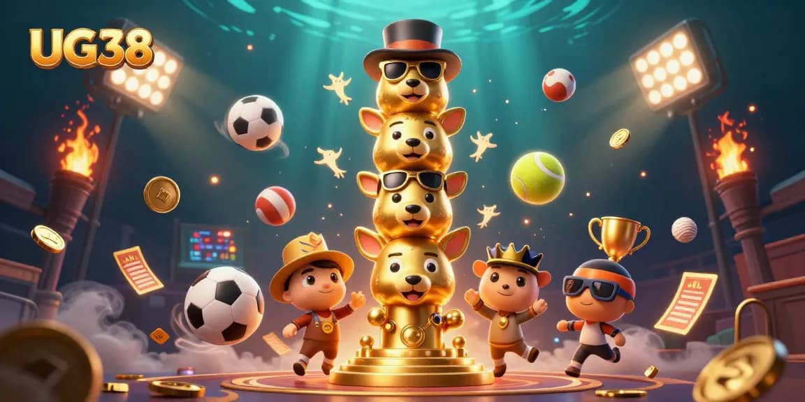 Engage with the dynamic spirit of UG38 as animated casino totem characters immerse players in thrilling sports action.