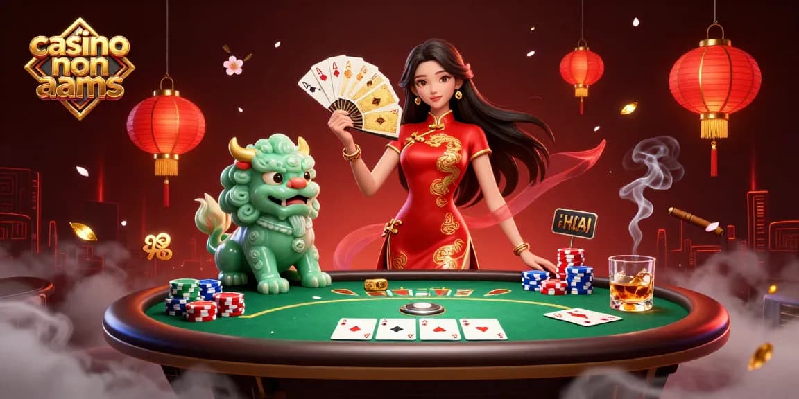 Scopri il vibrante mondo dei casinò non AAMS con un'illustrazione 3D di una scena di poker, evidenziando il gioco strategico e simboli ricchi.