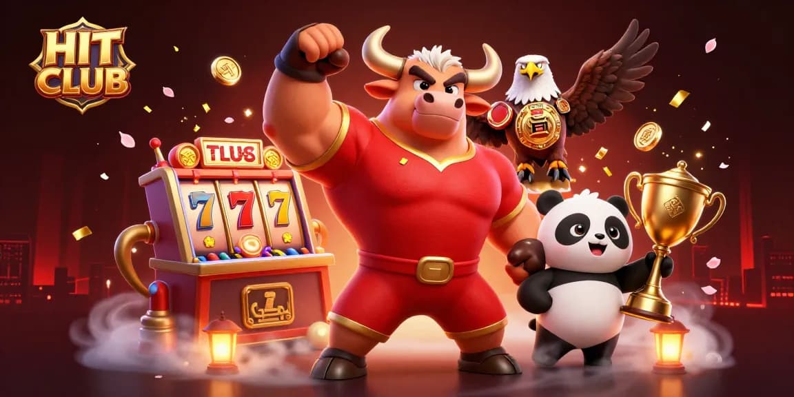 Engage with HIT CLUB's thrilling slots experience in this vibrant casino-themed illustration.