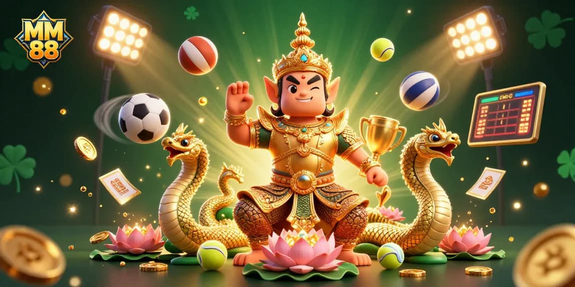 Engage in thrilling games at MM 88 with this captivating illustration featuring dynamic sports elements.