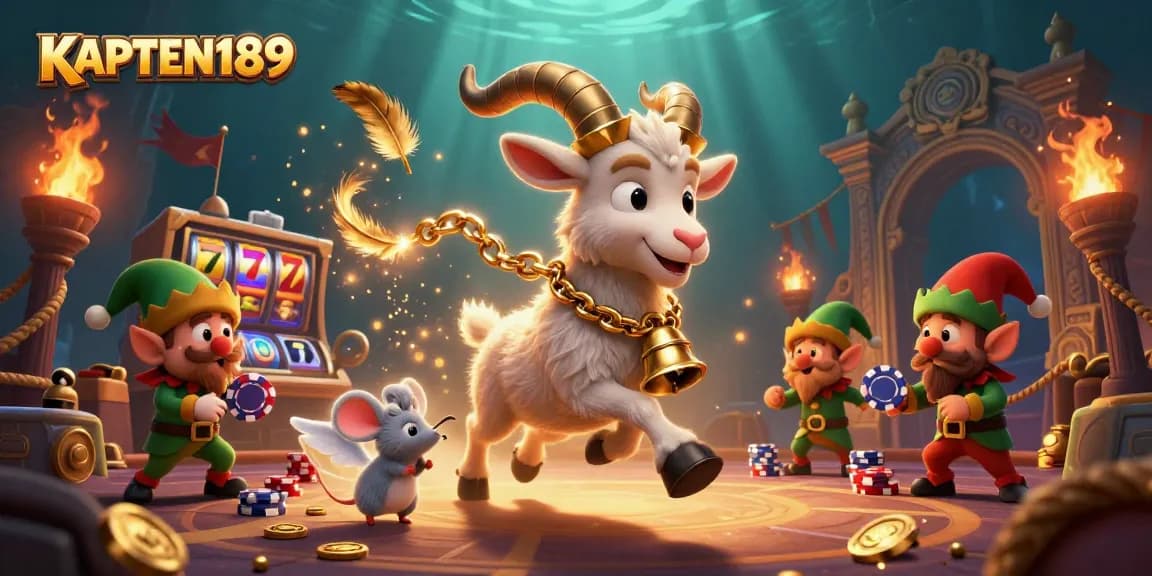 KAPTEN189 menampilkan ilustrasi 3D kasino menarik dengan karakter fantastis dan elemen slot menggiurkan.