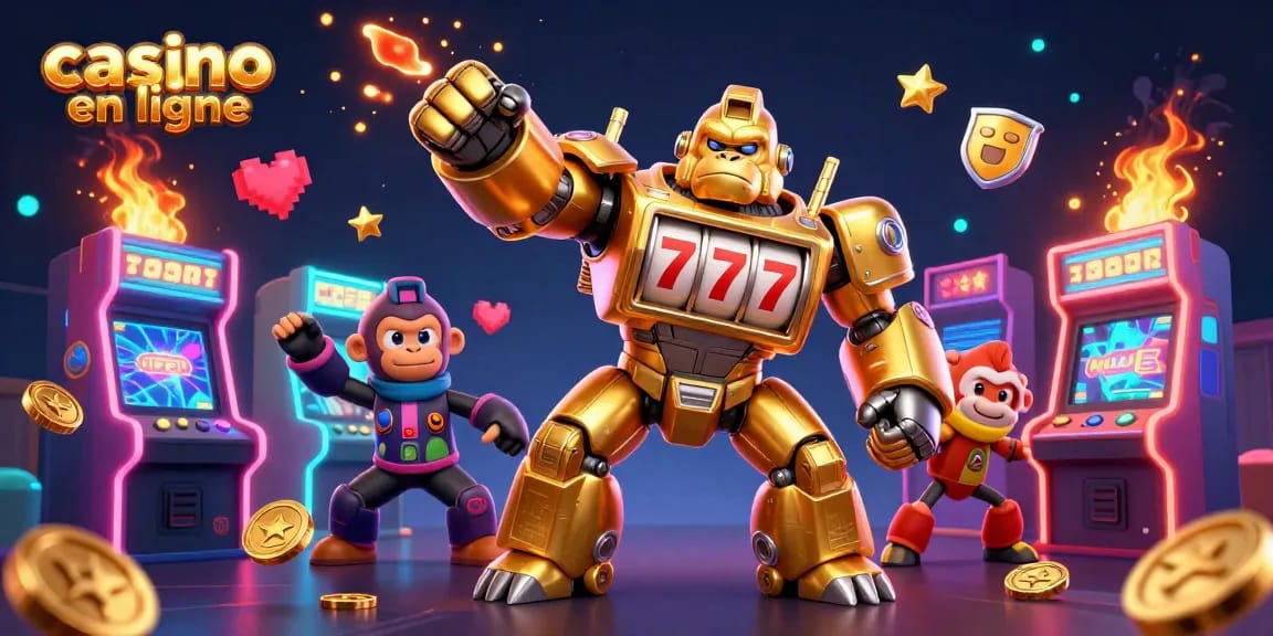 Gagnez avec les machines à sous dans un casino en ligne, illustrant l'excitation du jeu.