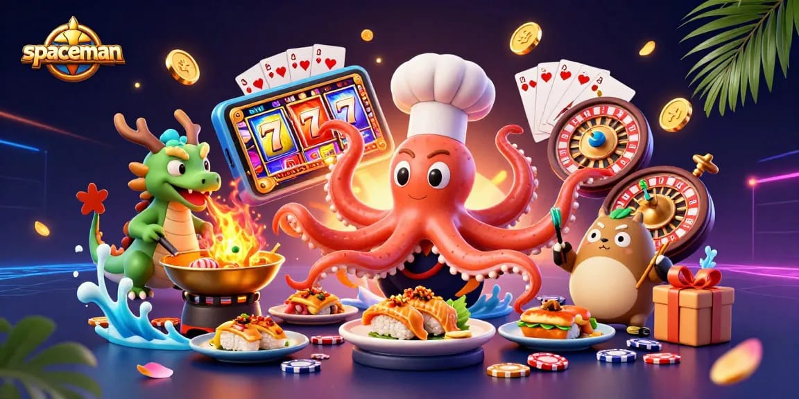 Spaceman spins vibrant slot reels while winning golden coins and enjoying dynamic gaming elements.