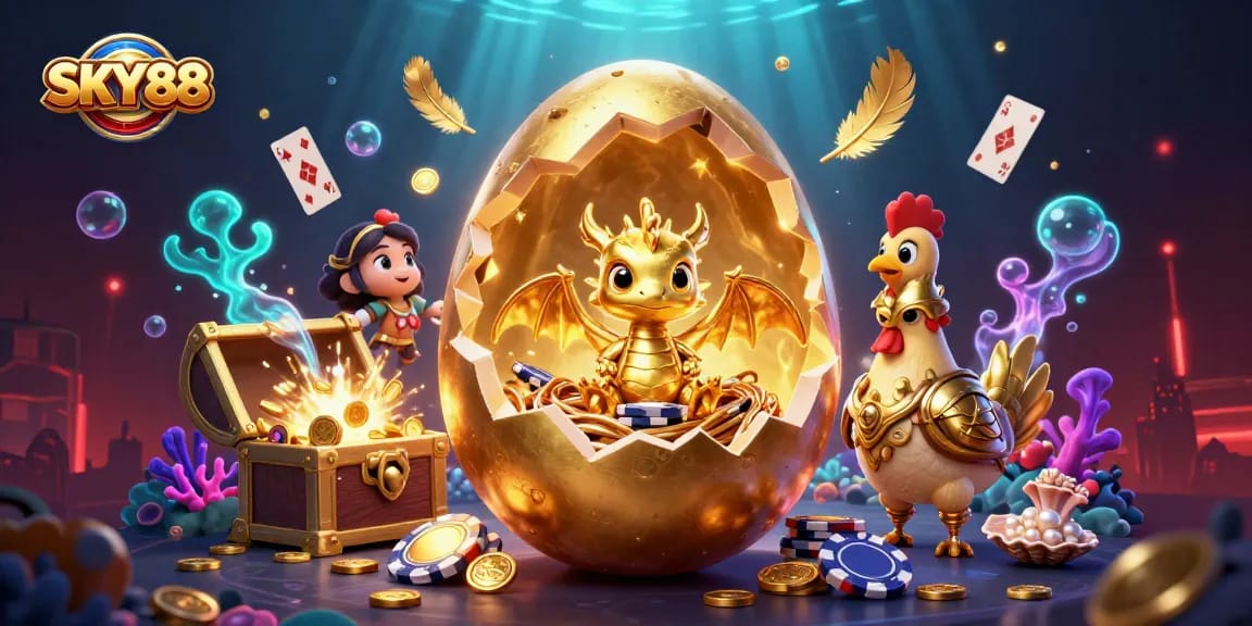 Engage with SKY88 and experience exhilarating gaming amidst a vibrant golden dragon scene.