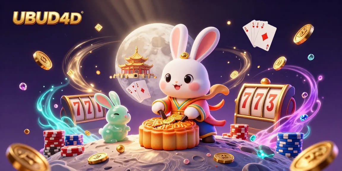 Experience gaming magic with UBUD4D, where the moon rabbit brings poker chips and lucky slot machines alive.