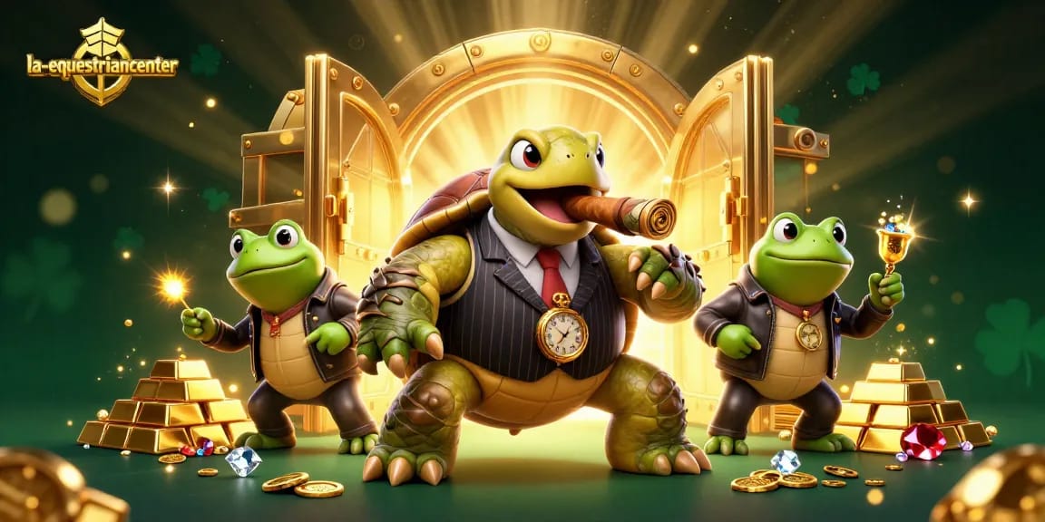 Experience the thrill at la-equestriancenter with this vibrant casino scene featuring a unique turtle mobster!