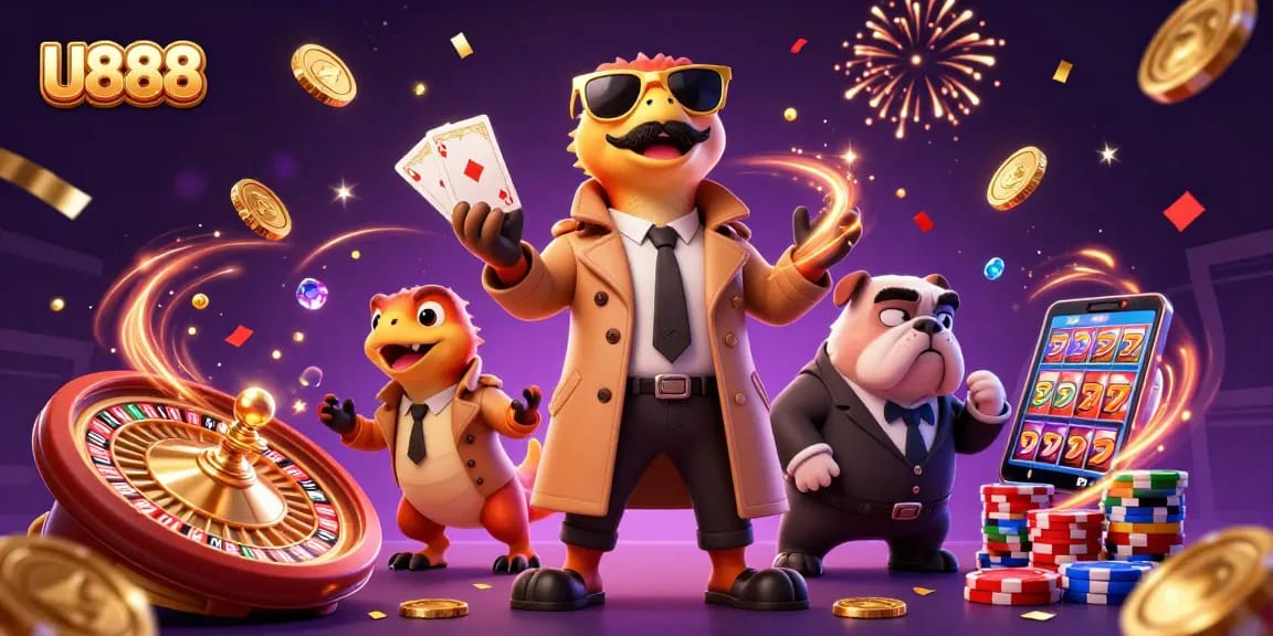 U888 raptors hilariously tricks a bulldog bouncer at a vibrant casino lounge.