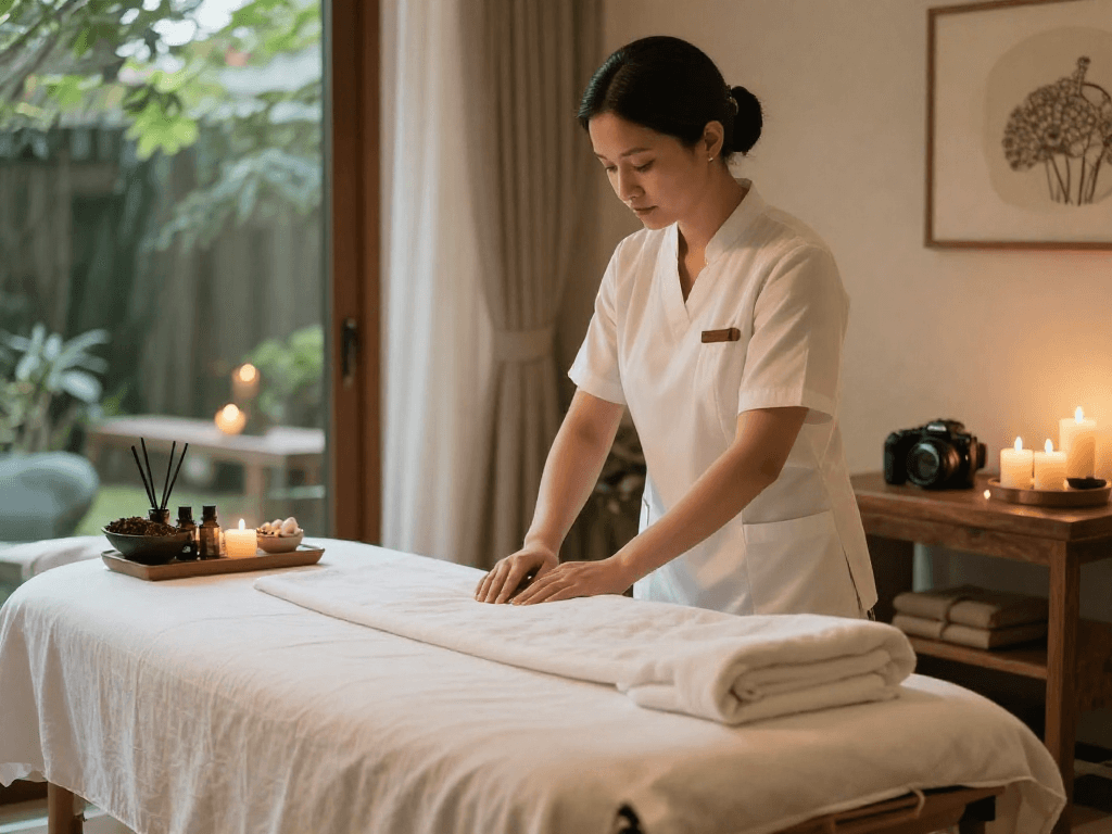 Experience mantra 88 in a soothing spa environment with essential oils and a tranquil setting for relaxation.