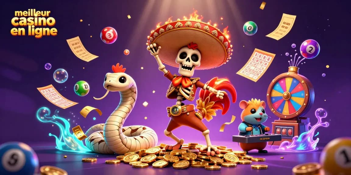 Découvrez le meilleur casino en ligne avec notre illustration dynamique mettant en avant une scène animée de jeux d'argent.