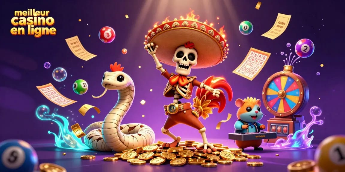 Découvrez le meilleur casino en ligne avec notre illustration dynamique mettant en avant une scène animée de jeux d'argent.
