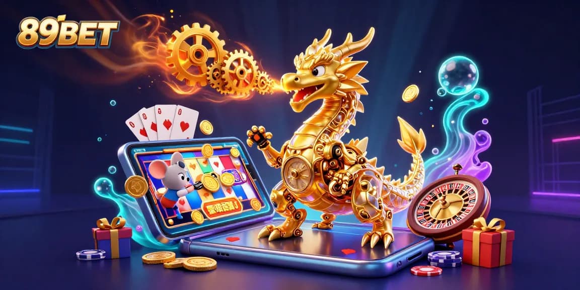 Experience the thrill of gaming with 89BET as the dragon unleashes golden gears and riches.