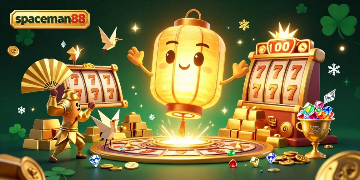 Experience winning at spaceman88 with lively characters in an engaging casino scene filled with dazzling treasures.