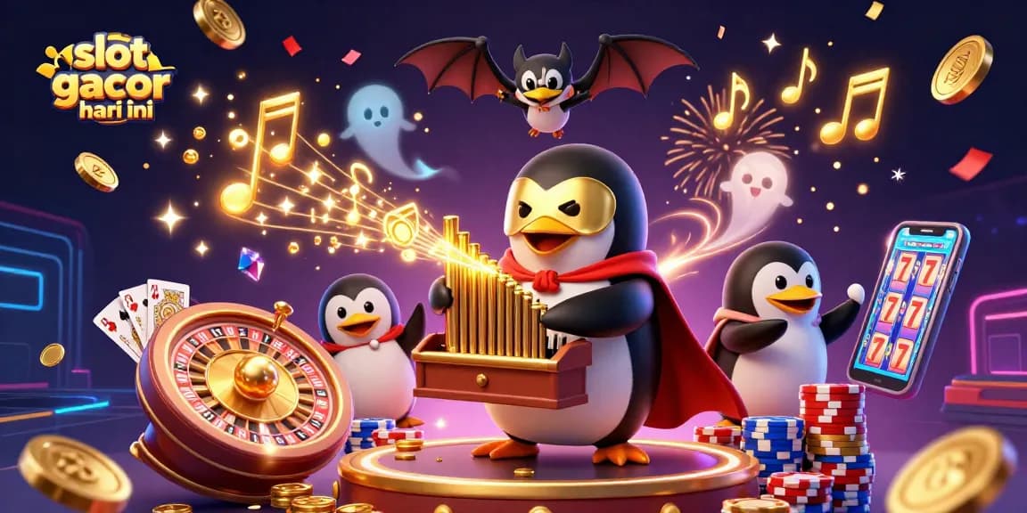 Experience slot gacor hari ini with vibrant gaming action and gold coins cascading in a dynamic casino scene.