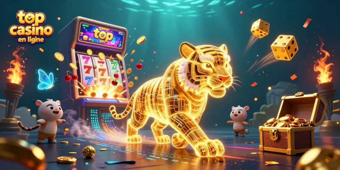 Gagnez avec top casino en ligne dans un paysage de jeu numérique animé.