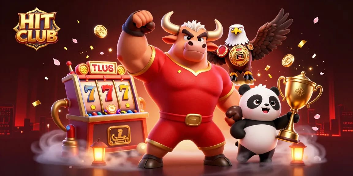 Engage with HIT CLUB's thrilling slots experience in this vibrant casino-themed illustration.