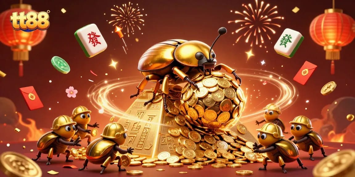 Experience the thrill of TT88 casino gameplay with vibrant symbols and rich golden visuals.