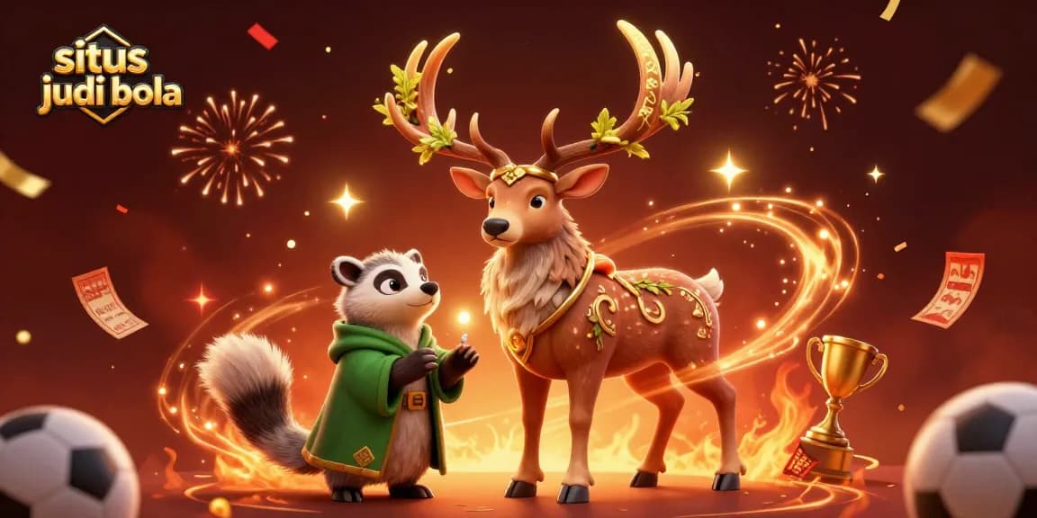 Experience situs judi bola with exciting sports betting elements in a vibrant, festive 3D illustration.