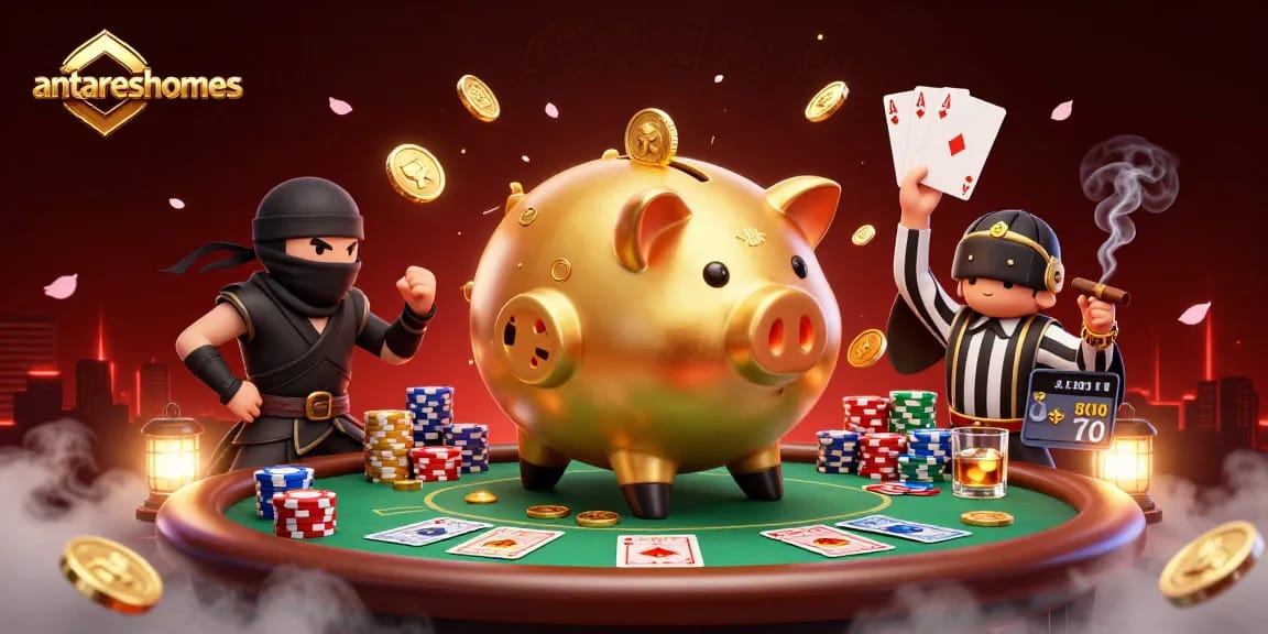 Play thrilling games with antareshomes, joining a lively scene of casino characters in action.