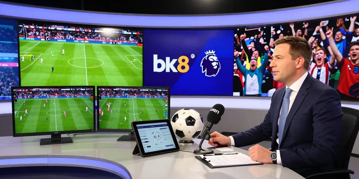 Live sports analysis at bk8 during a Premier League broadcast.
