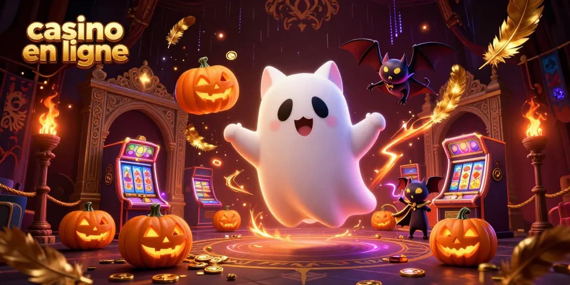 Le chat fantôme et la chauve-souris dans un casino en ligne glacent en jouant, entourés de jetons et de lumières.