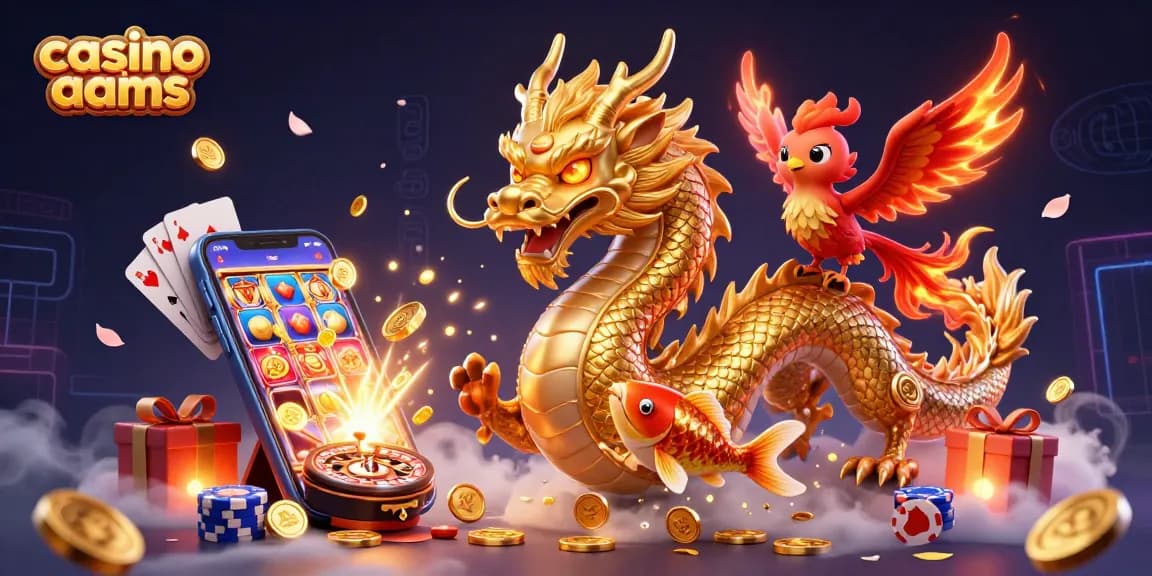 Gira giochi entusiasmanti nei casinò non AAMS con un drago d'oro, una fenice rossa e carpe koi che saltano!