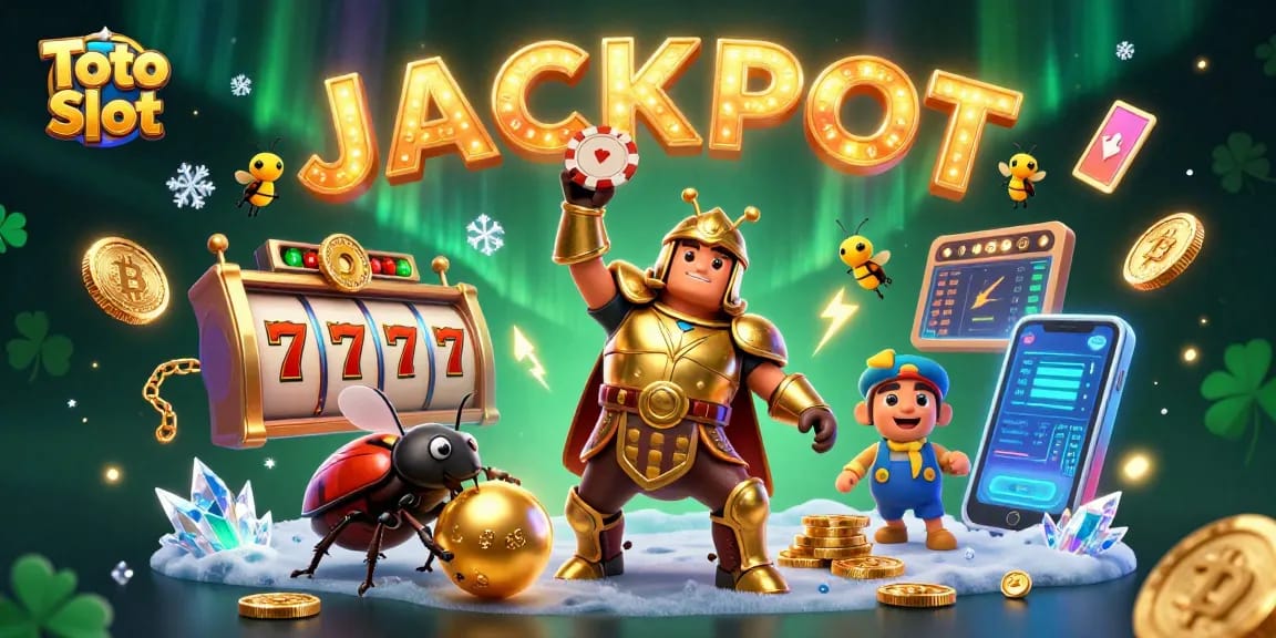 Menang besar di Toto Slot dengan karakter unik yang menggembirakan dan simbol keberuntungan yang meriah.