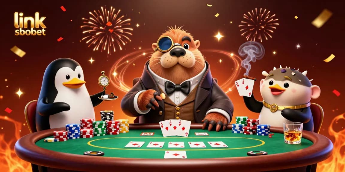 Experience thrilling gameplay at link sbobet with playful characters in an underwater casino scene
