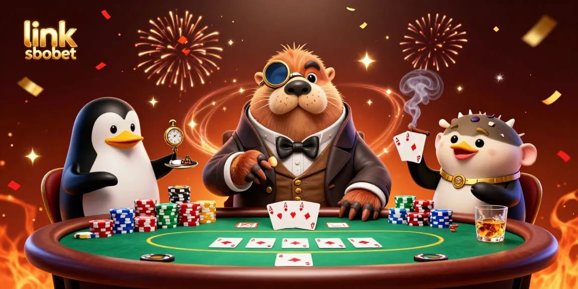 Experience thrilling gameplay at link sbobet with playful characters in an underwater casino scene