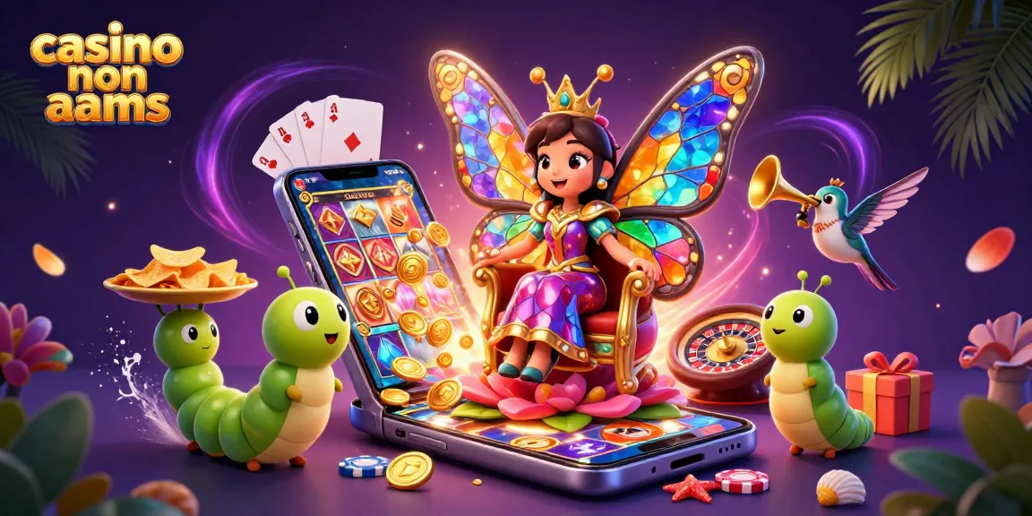 Gioca nei migliori casino non AAMS, dove la regina delle farfalle celebra vincite e fortuna, circondata da colori vivaci.