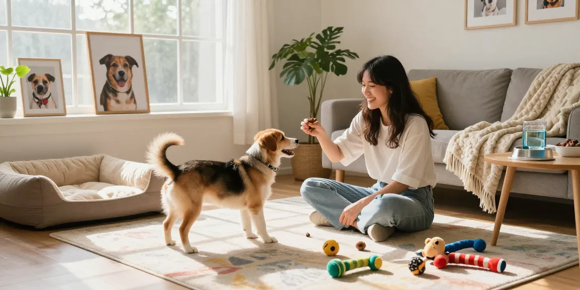 Interactive playtime with NAGA2000 dog in a cozy living room