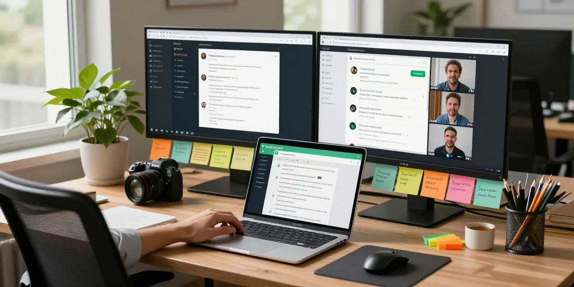 Using WhatsApp網頁版 on a modern desktop setup showcasing vibrant chats and productivity tools.