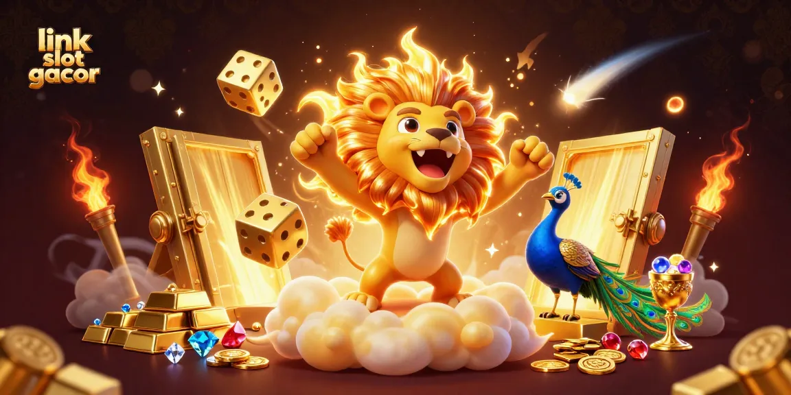 Tampilkan link slot gacor terbaik bersama elemen mewah, simbol kasino, dan gemerlap kemenangan di ilustrasi 3D ini.