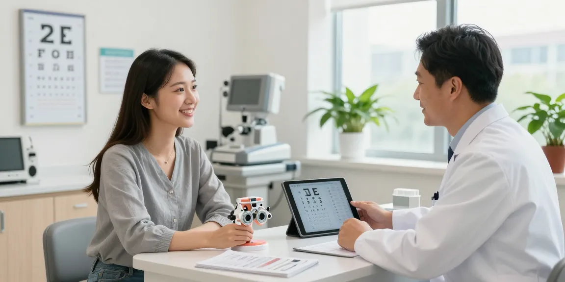 Engaging consultation at SNU Eye Clinic in Korea, personalized eye care.