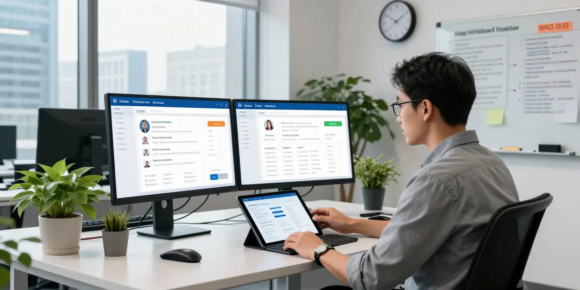 Dynamic age verification system workspace with IT professional analyzing real-time data and compliance strategies.