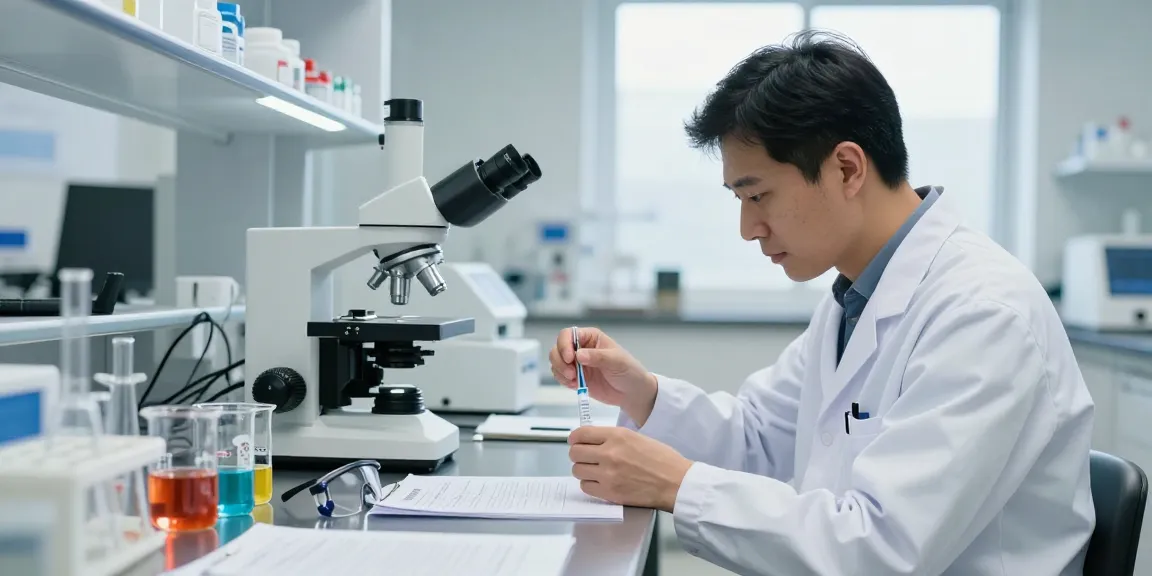 BPC 157 TB 500 Blend formulation in a modern lab by a scientist.