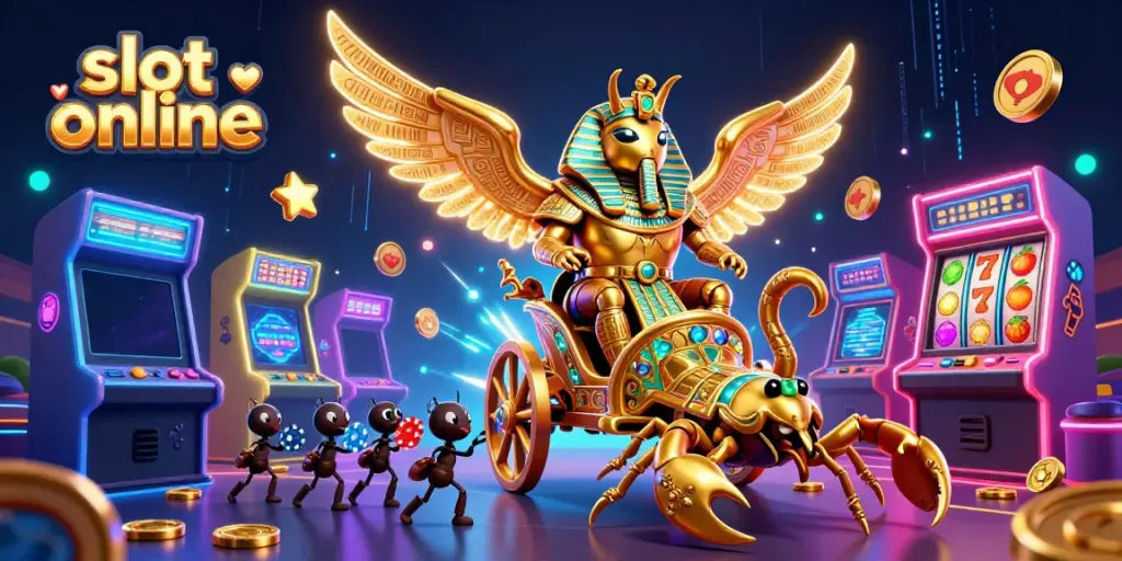 Engage with exciting slot online adventure featuring colossal scarab and jeweled scorpions.