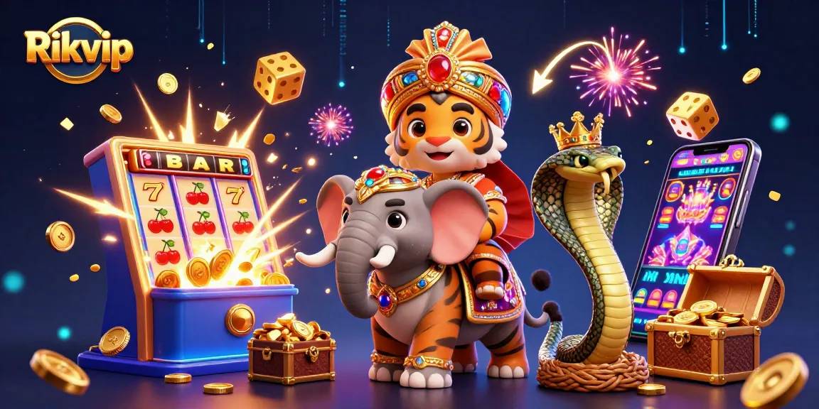 Experience explosive wins at Rikvip with vibrant 3D characters and casino elements showcasing the online gaming thrill.
