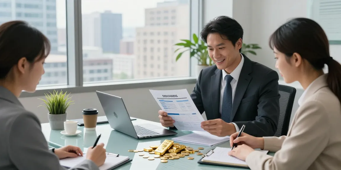 Consultation on gold IRA company ratings in a modern financial office.