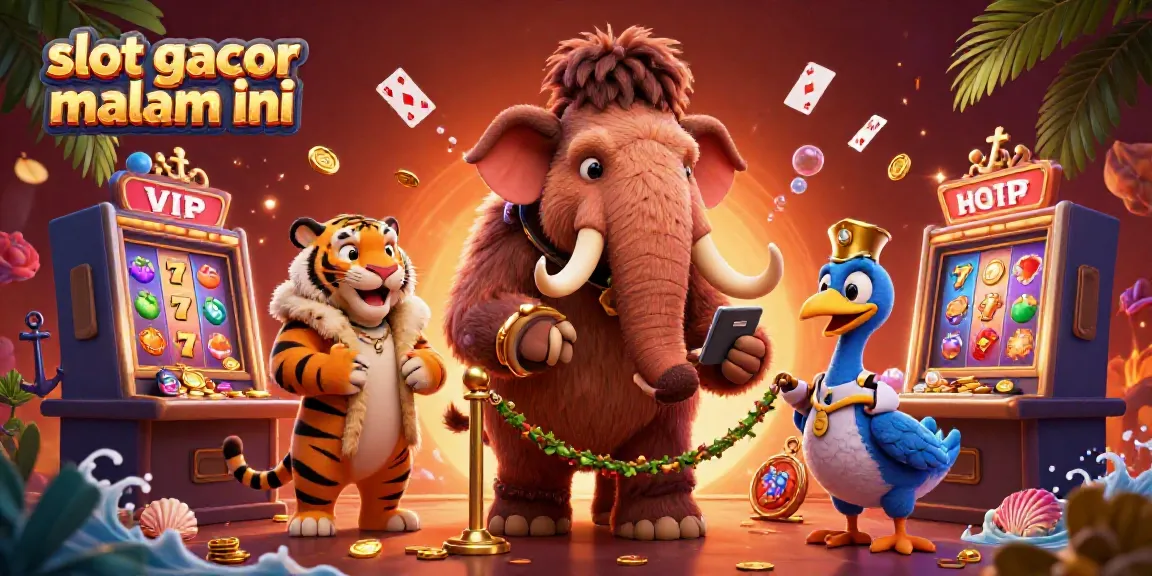 Experience the excitement of winning with slot gacor malam ini as vibrant slots come to life in a cartoonish casino adventure.