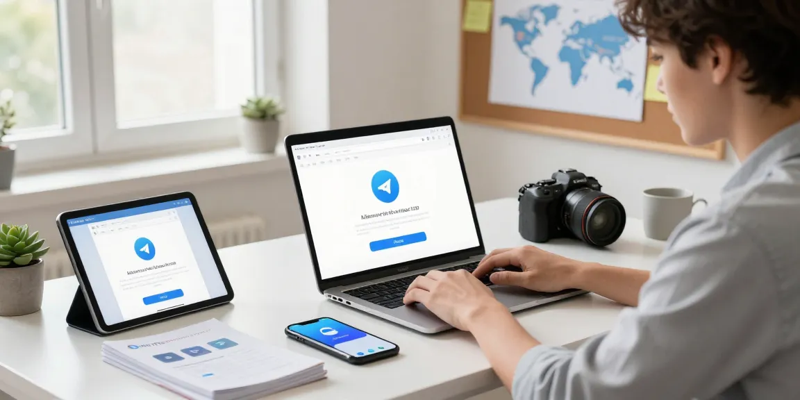 telegram china install setup in a modern tech workspace with professional using laptop