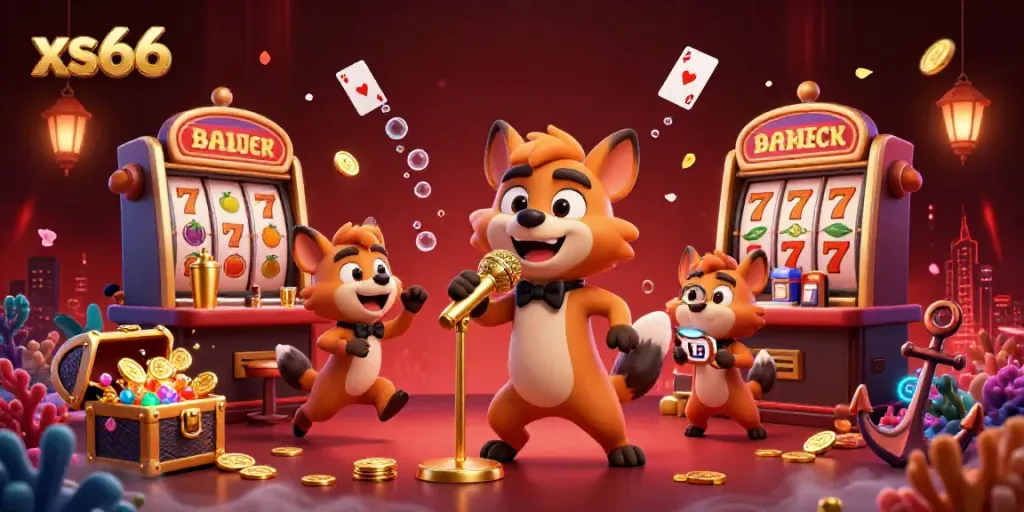 Experience the laughter and excitement of xs66 with hyenas in a vibrant casino setting.