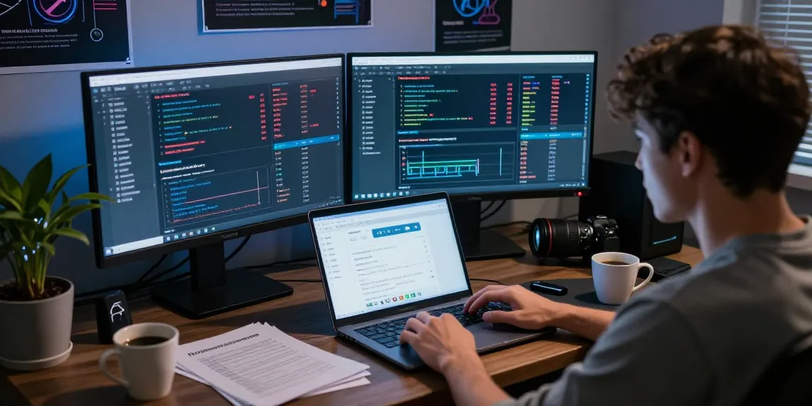 Exploring the Best Darknet Markets 2026 in a focused workspace with multiple screens and security tools.