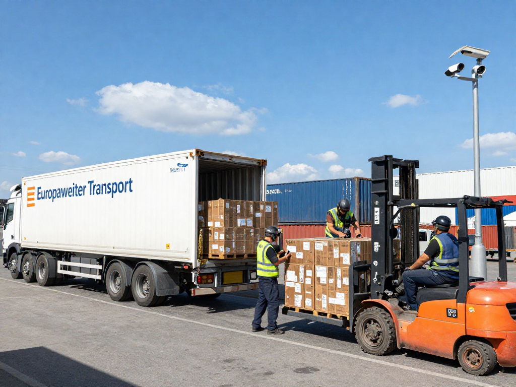 Effizienter europaweiter Transport von Dortmund an einem geschäftigen Versandplatz.