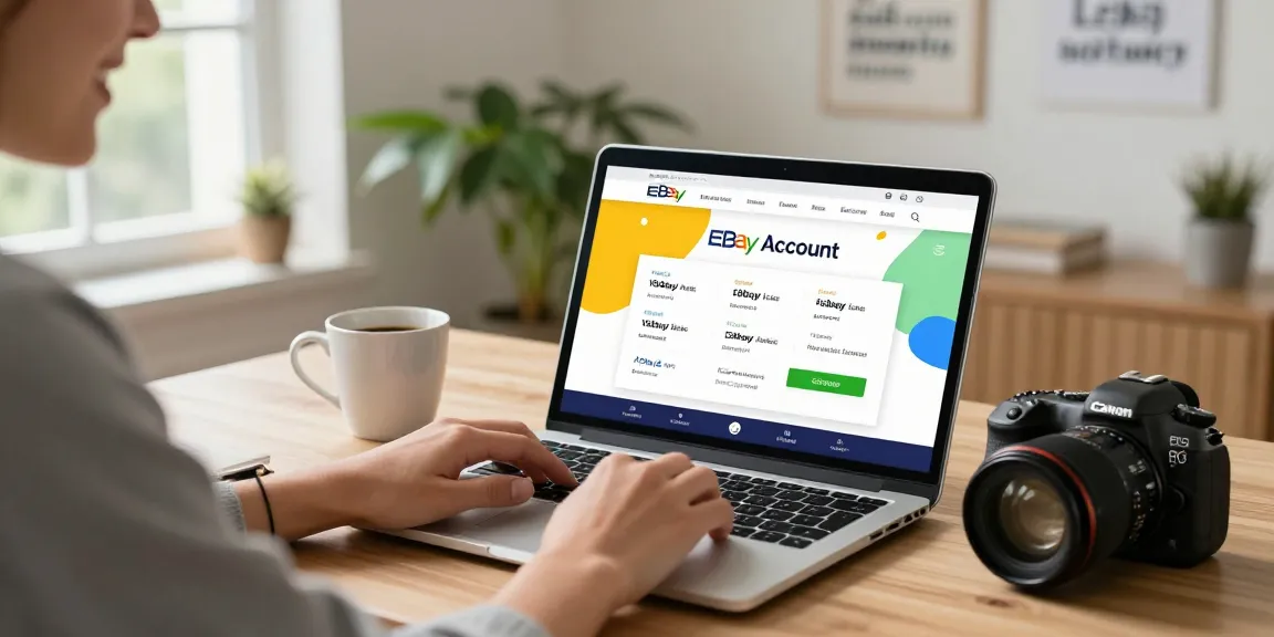 Buy verified ebay account with seamless online shopping experience in a cozy home office.