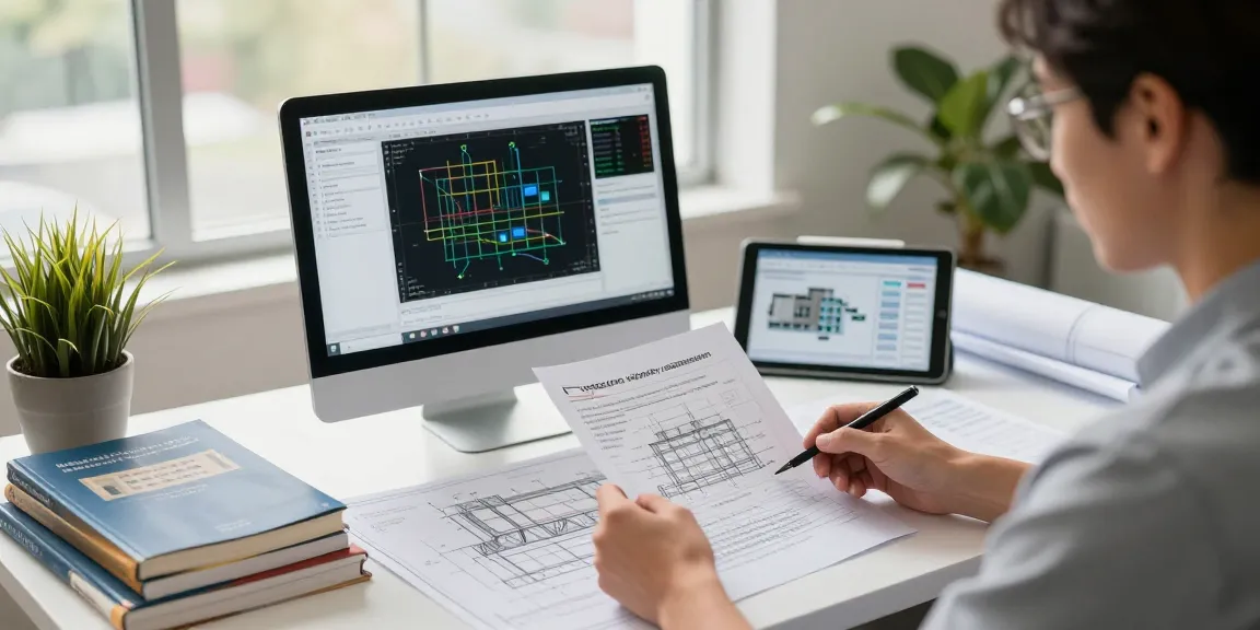 Detailed view of a structural integrity assessment process in Missouri with a licensed engineer analyzing documents